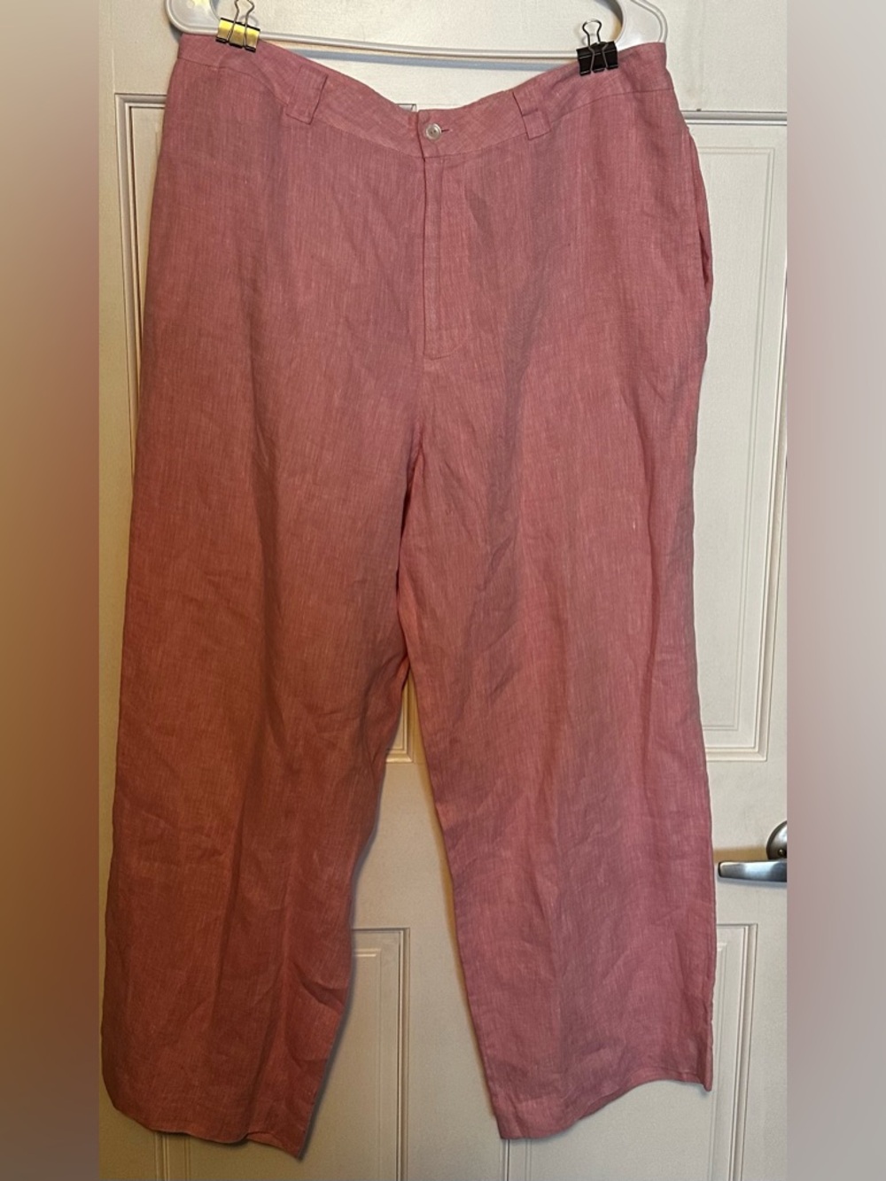 Vintage Saks Fifth Avenue Womens Rose-Tone 100% Linen Cropped pants